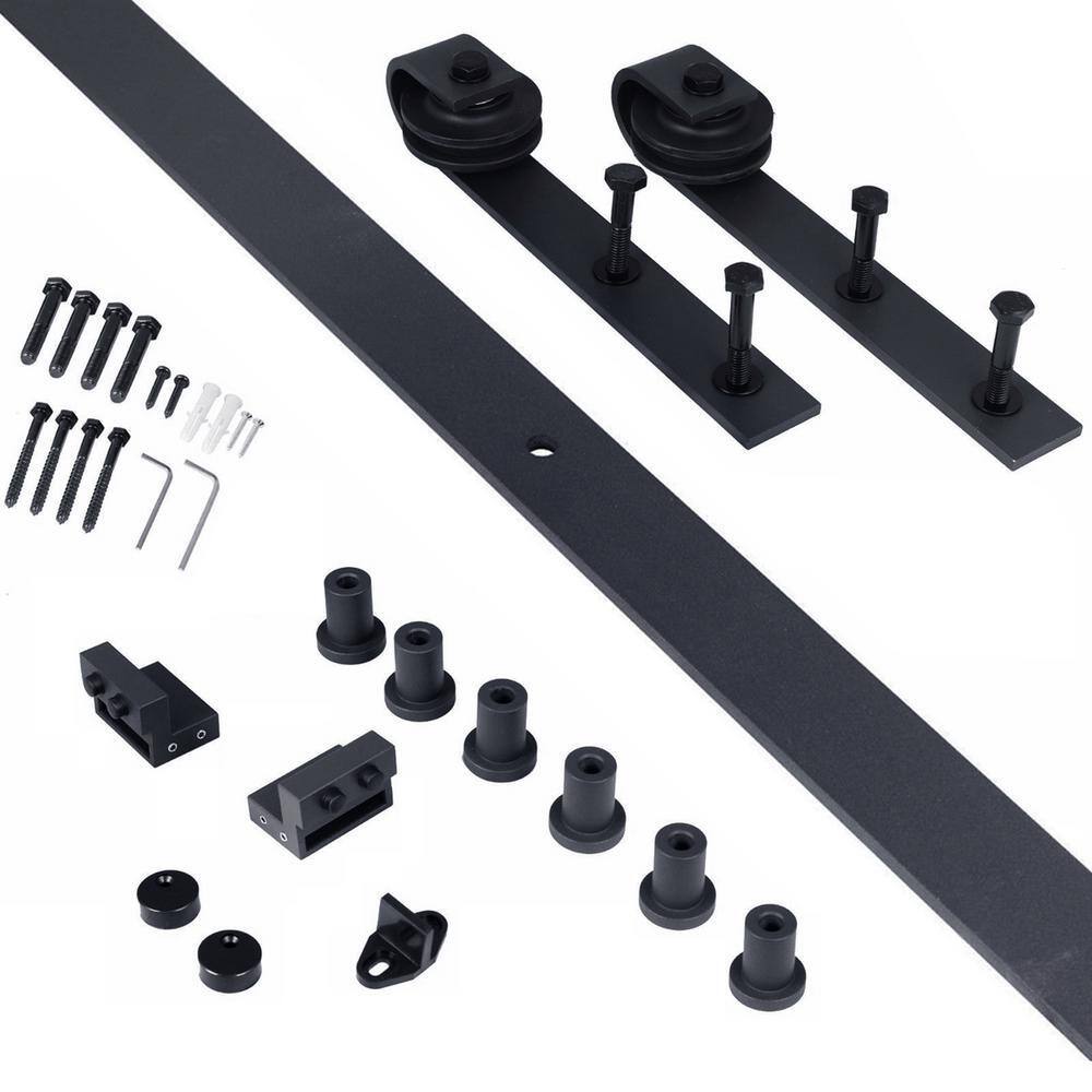 Cherry Red Solid Wood Barn Door Kit with Matte Black Hardware