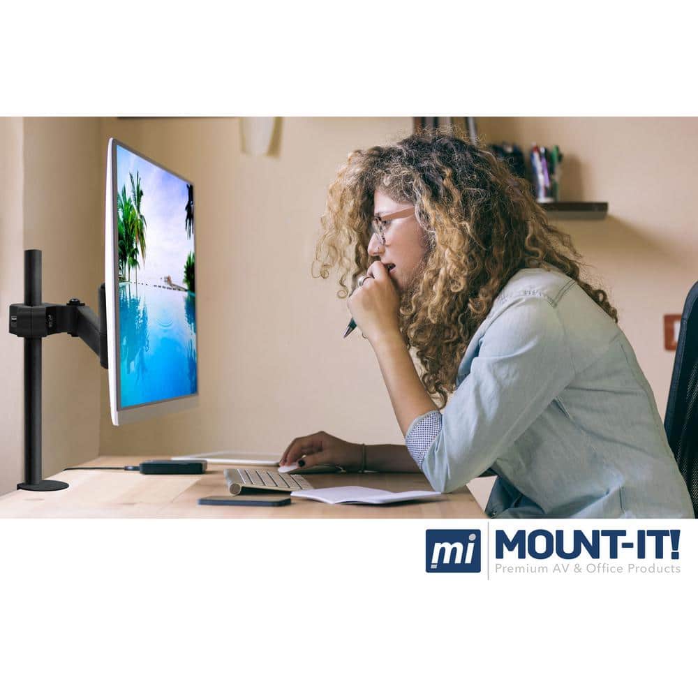Black Steel Full Motion VESA Pole Mount for 32" TVs and Monitors