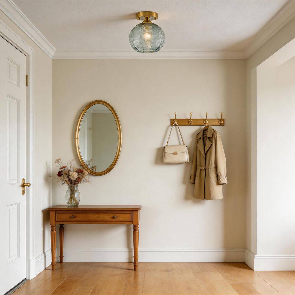 Brightridge 8 in. Modern Globe Brushed Brass Semi-Flush Mount Ceiling Light with Glass Shade for Living Room price history on PriceWatchPro