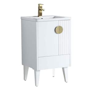 Venezian 20 in. W x 18.11 in. D x 33 in. H Bathroom Vanity Side Cabinet in White Matte with White Ceramic Top