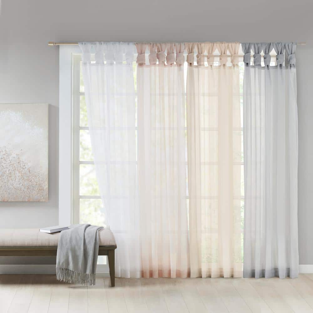 Light Grey Sheer Tab Top Ground Length Drapes