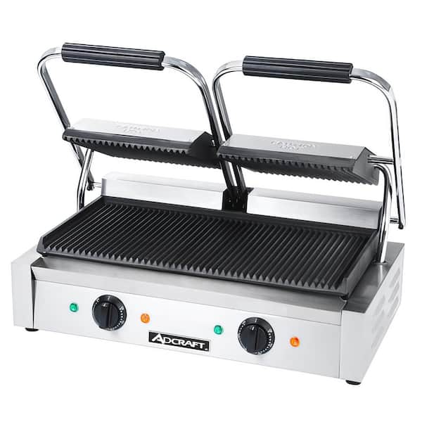 1750 W Silver Commercial Double Sandwich Grill Panini Press