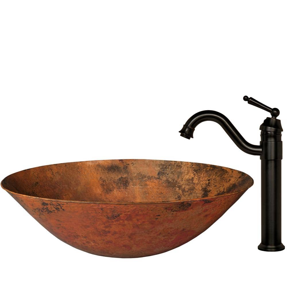 Oval Copper Above-Counter Sink with Oil Rubbed Bronze Faucet