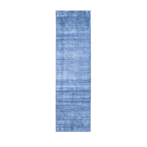 Harbor Contemporary Solid Denim 2' 6 ft. x 8 ft. Hand Loomed Runner Rug