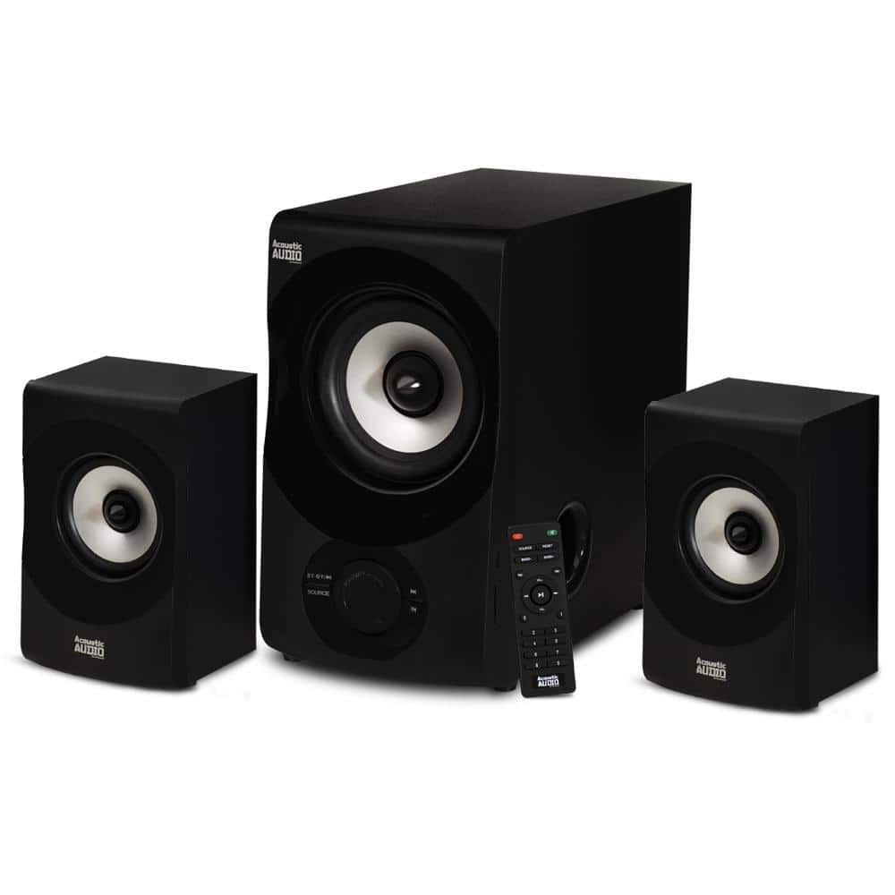 Acoustic Audio AA2130 Bluetooth Home 2.1 Speaker System for Multimedia with Digital Optical Input 