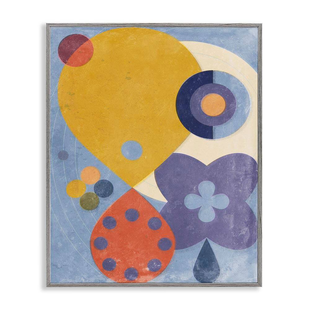 Blue and Yellow Retro by Victoria Barnes Gray Framed Abstract Giclee Art Print 30 in. x 24 in. price history on PriceWatchPro