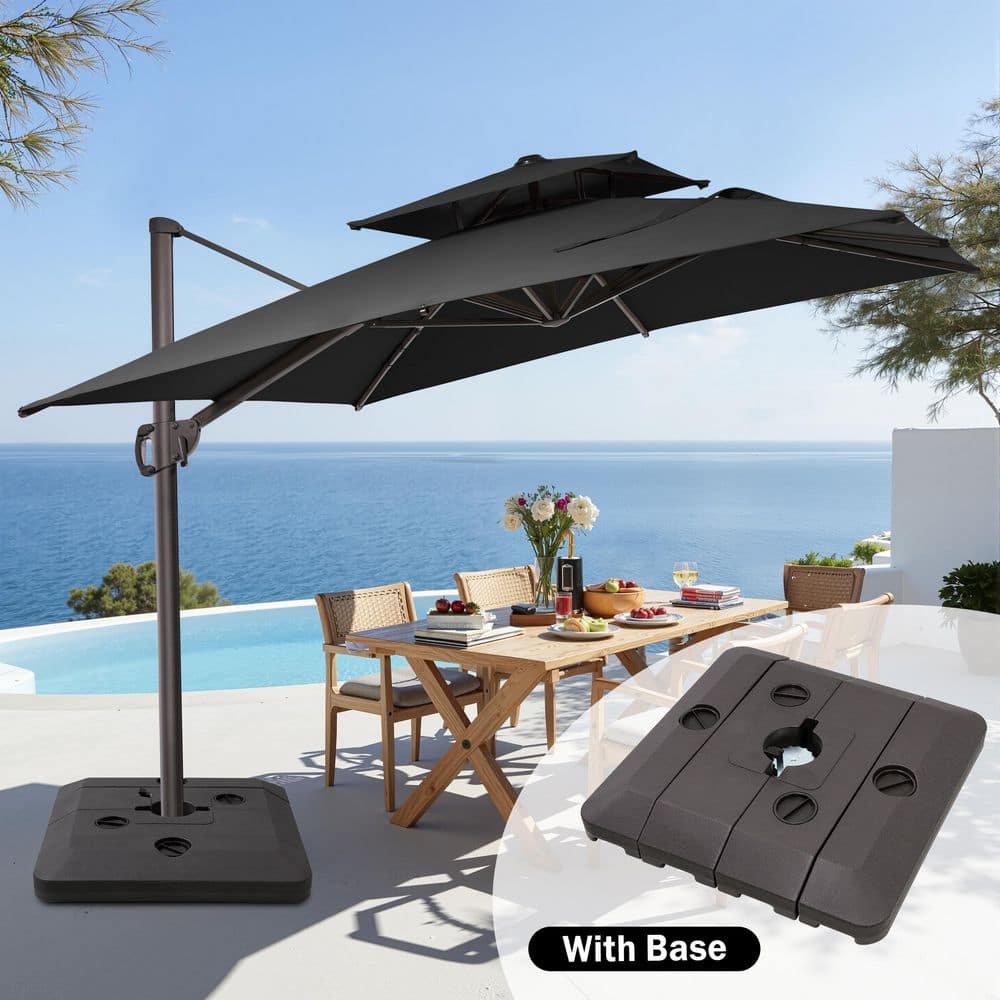 11 ft. x 9 ft. Double Top Cantilever Patio Umbrella in Black with 240 lbs. Base Stand price history on PriceWatchPro