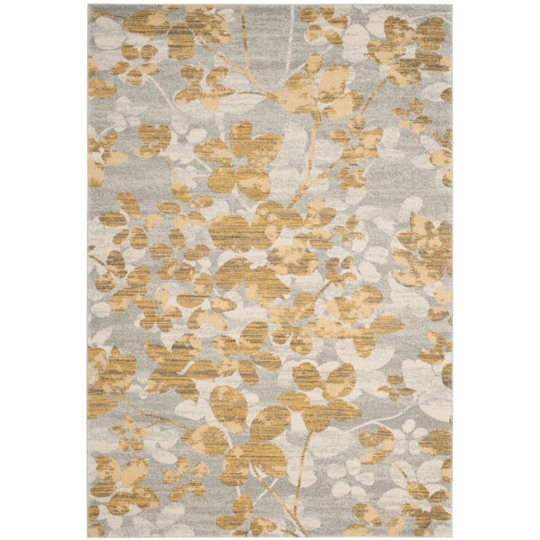 SAFAVIEH Evoke Grey/Gold 4 ft. x 6 ft. Floral Area Rug