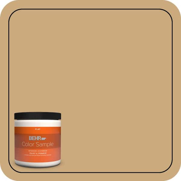 BEHR PREMIUM PLUS 8 oz. #S300-4 Flax Straw Flat Interior/Exterior Paint & Primer Color Sample