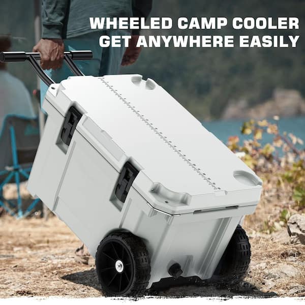 Gilati White 55 qt. Portable Chest Cooler, Leak-Proof Outdoor