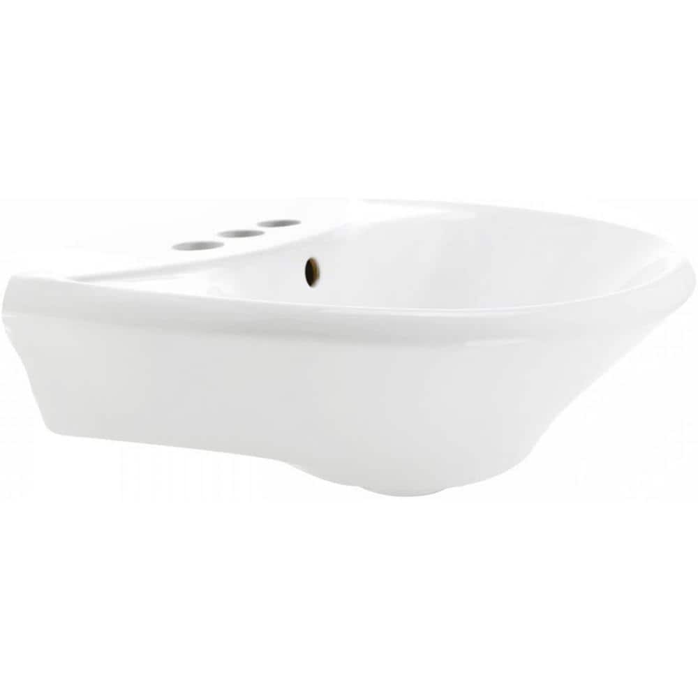 Ondine White Ceramic Pedestal Bathroom Sink with Overflow