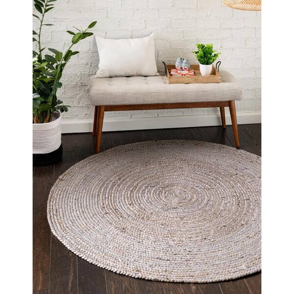 Braided Jute Dhaka Gray 3' 3 x 3' 3 Area Rug