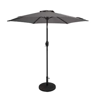 7.5 ft. Outdoor Steel Patio Market Umbrellas with Push Button Tilt and Crank, 6 Ribs in Gray, Base Not Included