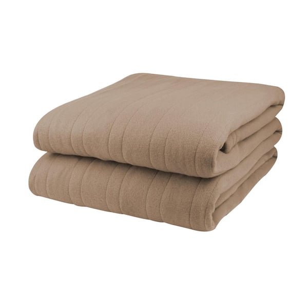 Biddeford Blankets 1000 Series Comfort Knit Heated 62 in. x 84 in. Fawn Twin Blanket