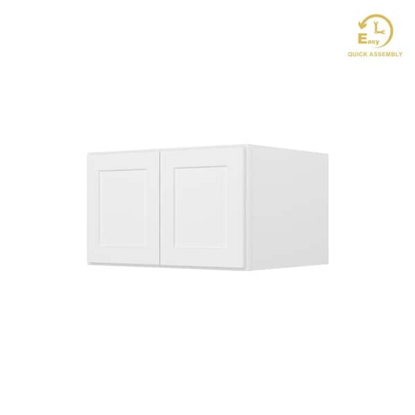 Easy-DIY 30 in. W x 24 in. D x 18 in. H Ready to Assemble Wall Refrigerator Kitchen Cabinet in Shaker White with 2-Doors