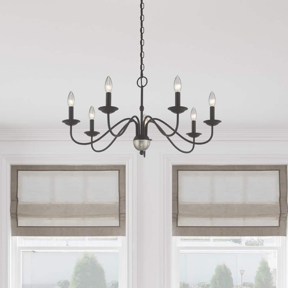 Windsor Elegance 7-Light Traditional Black Steel Chandelier