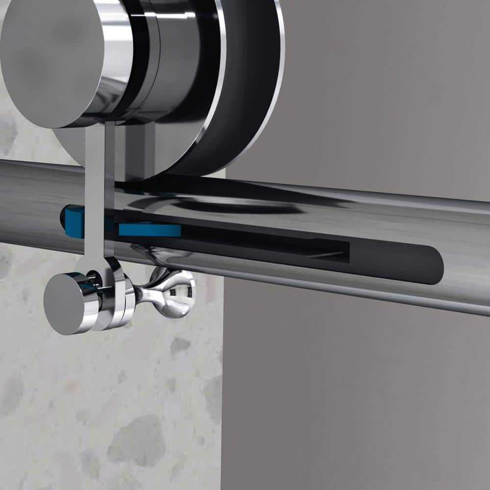 60 in. Frameless Sliding Shower Door with Clear Glass and Chrome Finish