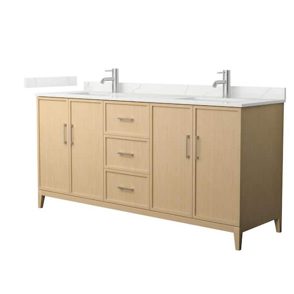 Wyndham Collection Elan 72 in. W x 22 in. D x 35 in. H Double Bath Vanity in White Oak with Giotto Quartz Top