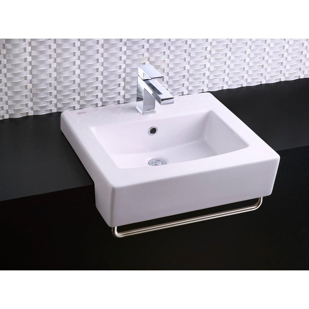 White Ceramic Rectangular Drop-In Bathroom Sink with Overflow