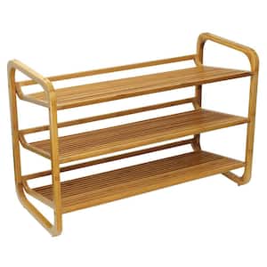 HONEY JOY 43.5 in. H 14-Pair 7-Tier Brown Wood Double Rows Shoe Rack  Vertical Wooden Shoe Storage Organizer TOPB006642 - The Home Depot