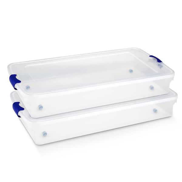 60 qt. Underbed Secure Latching Clear Plastic Storage Container, (2 -Pack)