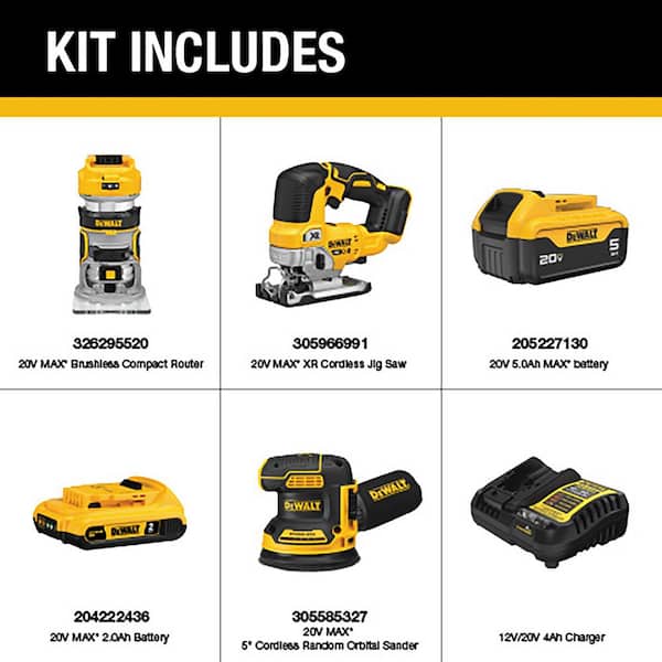 20-Volt Maximum Lithium-Ion Cordless 3-Tool Combo Kit with 2.0 Ah Battery, 5.0 Ah Battery, Charger and Bag