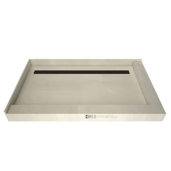 Tile Redi Redi Trench 48 in. x 72 in. Double Threshold Shower Base with Back Drain and Oil Rubbed Bronze Trench Grate