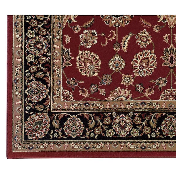 Alyssa Red/Black 6 ft. x 6 ft. Round Classic Border Area Rug