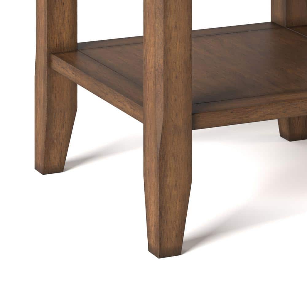 Acadian Rustic Natural Aged Brown Solid Wood Square End Table