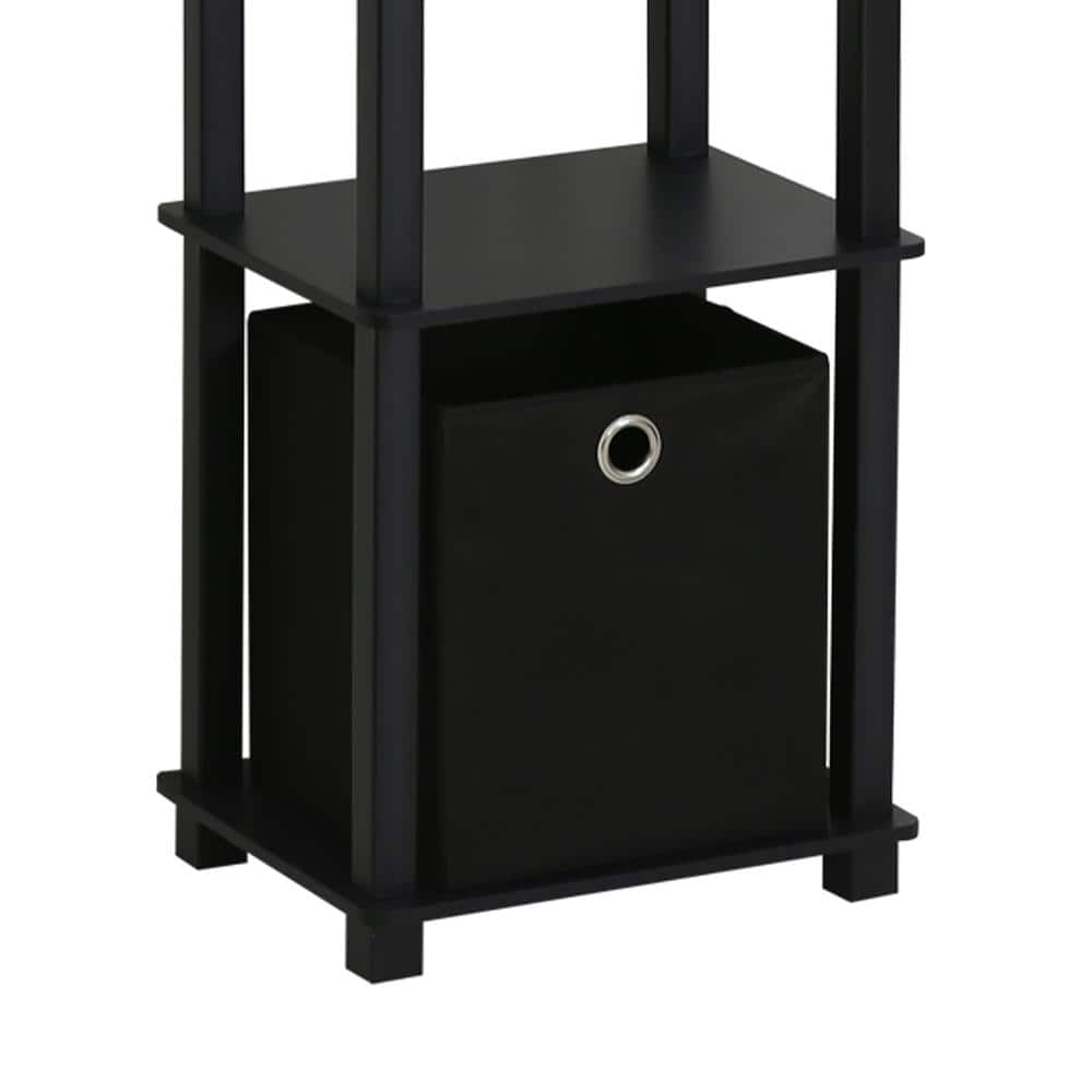 Furinno 5-Tier Black No-Tools Display Shelf with Storage Bin
