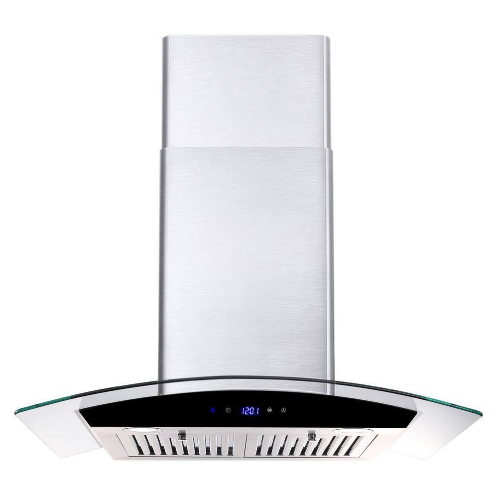 Flynama 30 in. 700 CFM Wall Mount Range Hood in Black Touch Control ...