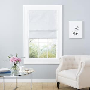 Bolan White Cordless Total Blackout Polyester Roman Shade 23 in. W x 64 in. L