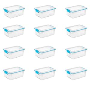 12 qt. Plastic Storage Bin Container Clear Gasket Sealed Box, (12 Pack)