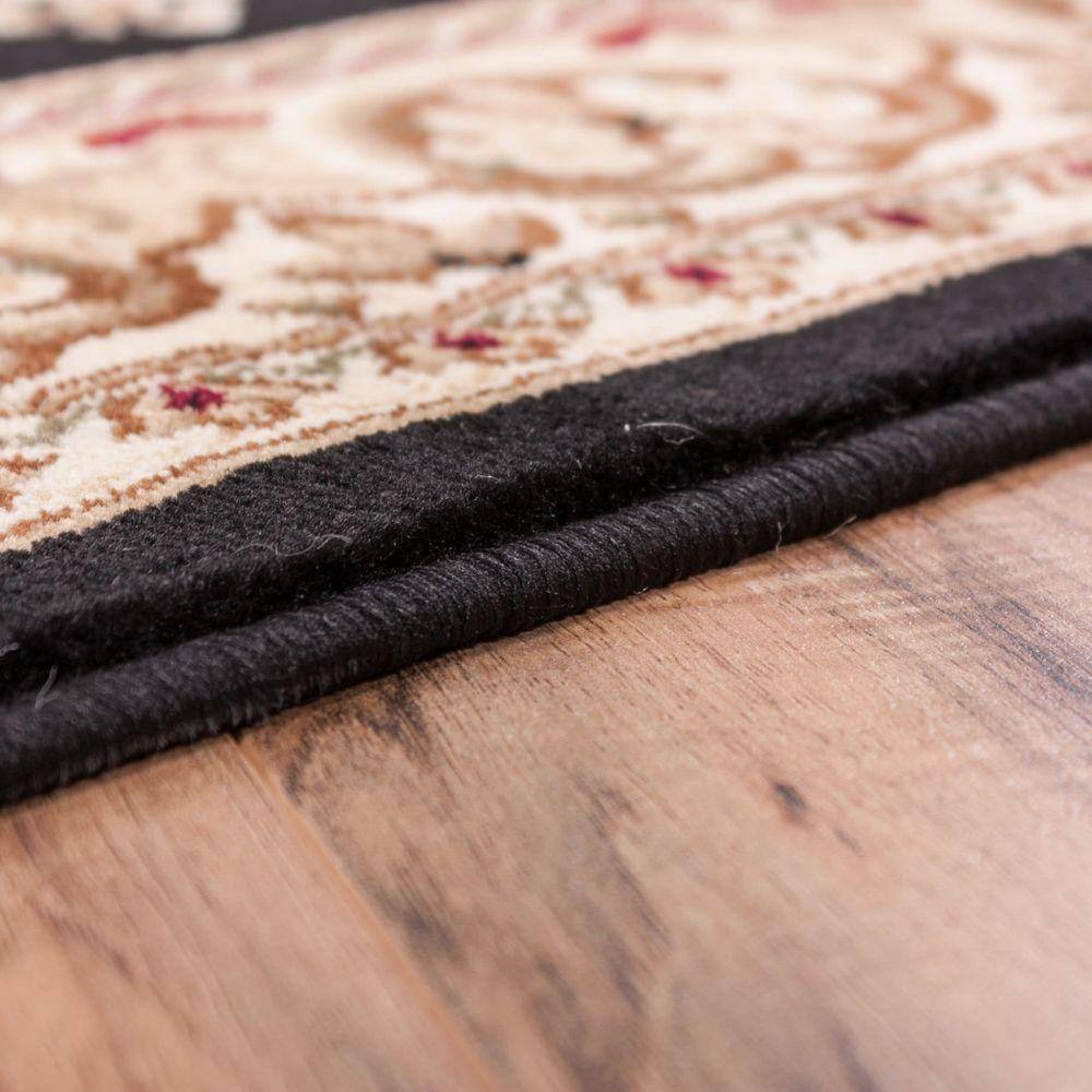 Elegant Black Round Polypropylene Area Rug with Jute Backing