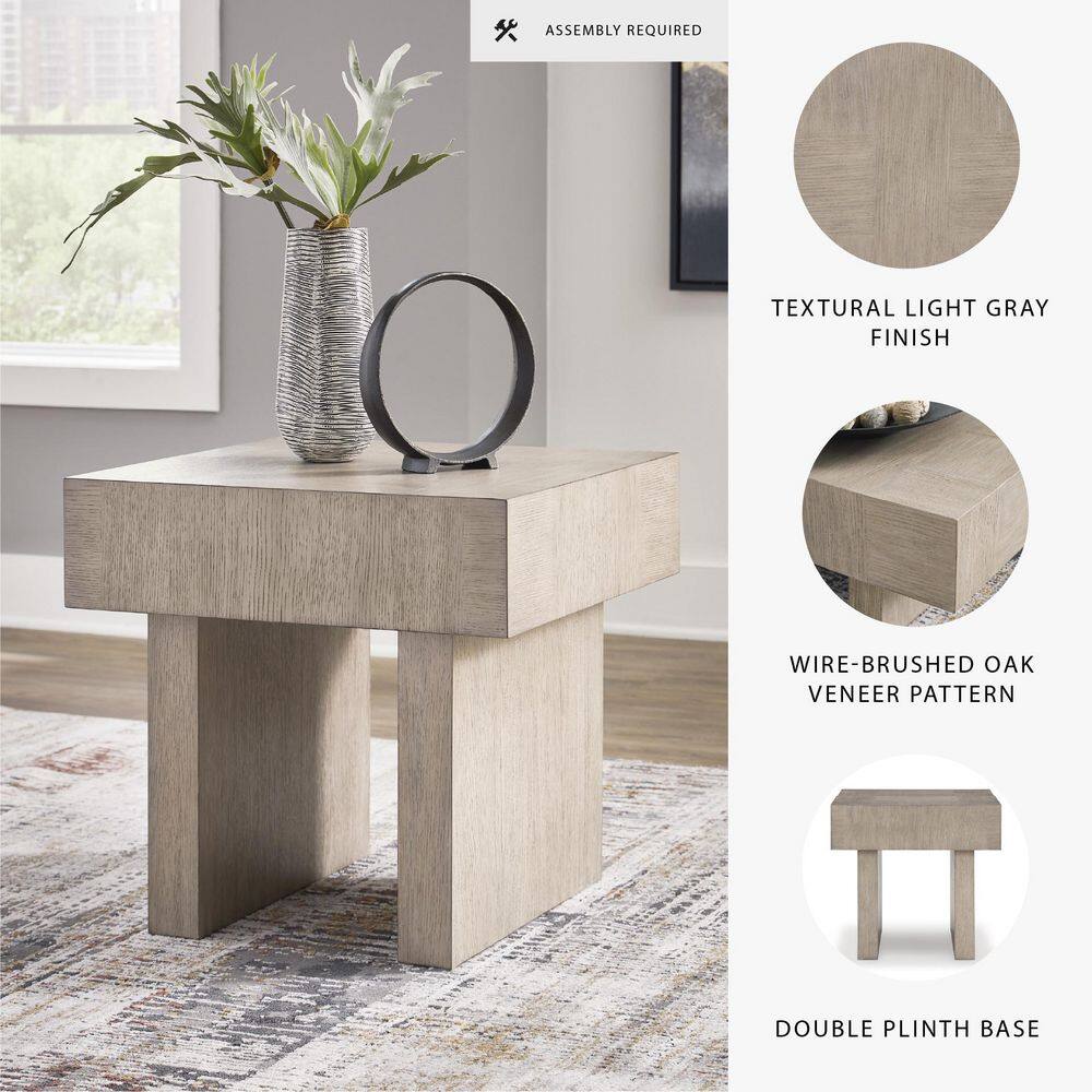Jorlaina 26 in. Brown Square Wood End Table with Pedestal - thumbnail 6