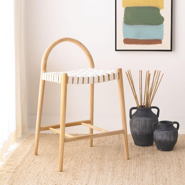 Rhyan White Leather Bar Stool