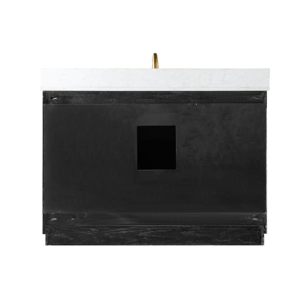 Gazsi 48" Black Oak Vanity with White Stone Top