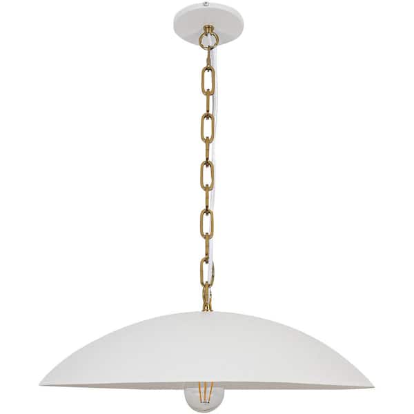 Dainolite Ofelia 100-Watt 1-Light Matte White Shaded Pendant Light Metal Shade