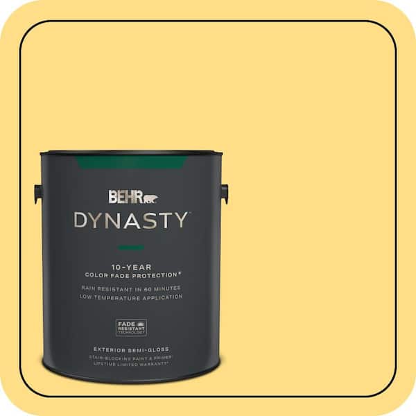 BEHR DYNASTY 1 gal. #330B-5 Yellow Corn Semi-Gloss Enamel Exterior Stain-Blocking Paint & Primer