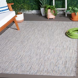 Courtyard Ivory/Beige Gray 7 ft. x 7 ft. Woven Geometric Indoor/Outdoor Square Area Rug