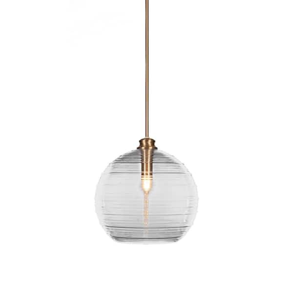Unbranded Melbourne 60-Watt 1-Light New Age Brass Shaded Mini Pendant Light with Glass Shade