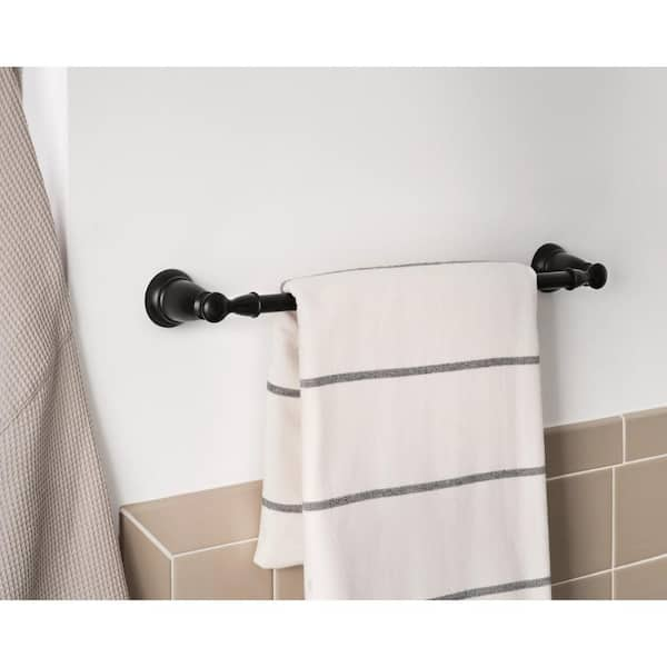 Banbury 3-Piece Bath Hardware Set with 24 in. Towel Bar, Toilet Paper Holder and Towel Ring in Matte Black