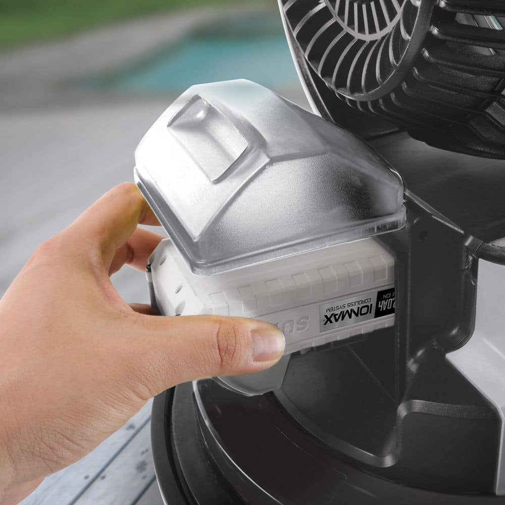 Black and Gray Portable Cordless Misting Fan with 6-Gallon Bucket