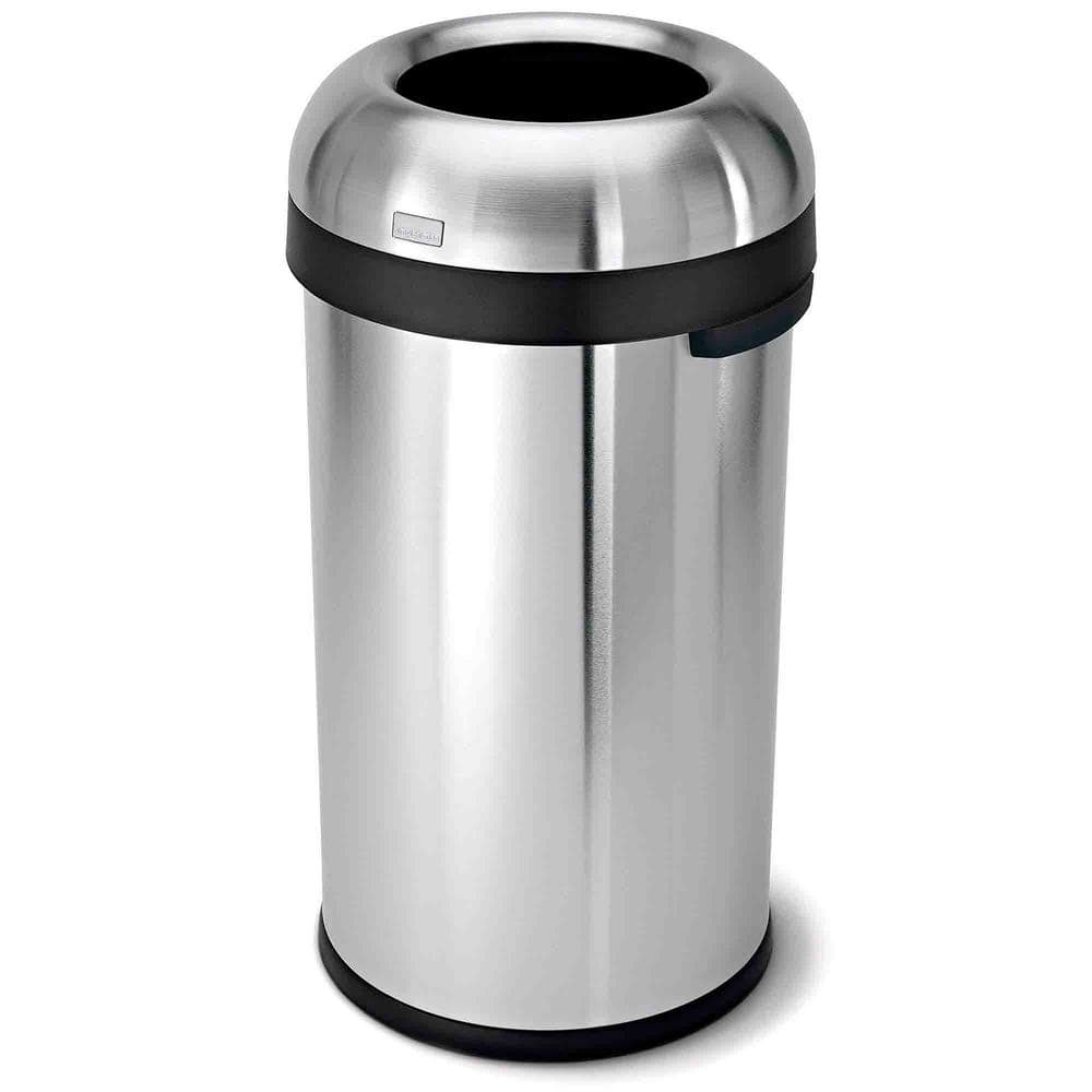 16 gal. Brushed Round Open Top Metal Trash Can