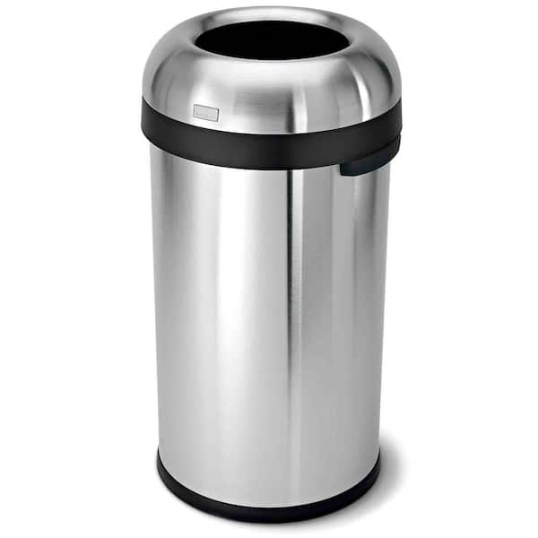Unbranded 16 gal. Brushed Round Open Top Metal Trash Can