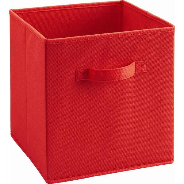 SystemBuild 10.5 in. x 11 in. x 10.5 in. 5.25 gal. Red Fabric Storage Bin