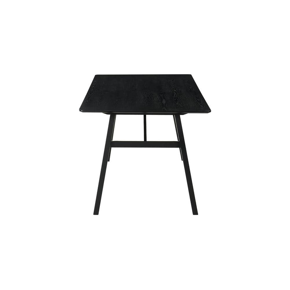 Channell Black Rubberwood Rectangular Dining Table for Six