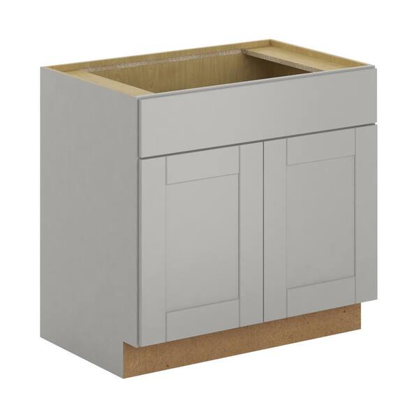 Hampton Bay Princeton Shaker Assembled 21x34.5x24 in. Base Cabinet with Soft Close Drawer in Warm Gray