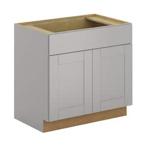 Princeton Shaker Assembled 36x34.5x24 in. Sink Base Cabinet in Warm Gray