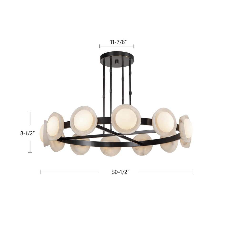 Alonso Vintage Brass 12-Light LED Wagon Wheel Chandelier